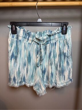 Promesa Teal and White High Waist Tie-Dye Shorts